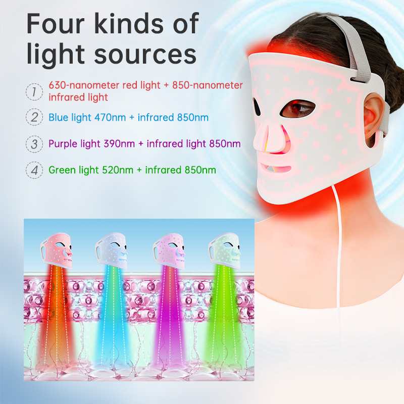 Máscara Facial de Fototerapia LED — 4 Modos de Luz