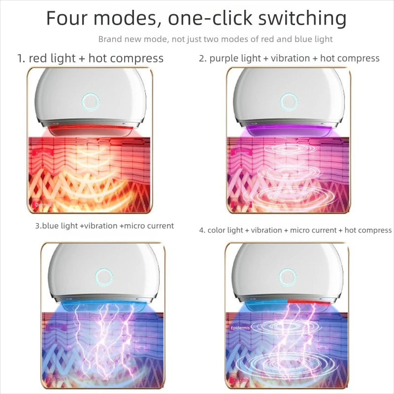 Dispositivo Facial OceAura 4 em 1 — Microcorrentes, Vibração, Calor e LED